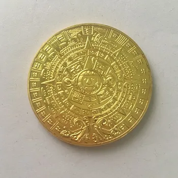 10 vnt Majų Actekų long count kalendorius religijos paslaptingas 24k nekilnojamojo auksą, padengtą suvenyrų 40 mm apdailos monetos