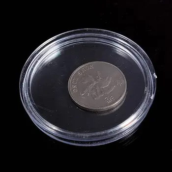 10 vnt Maži, apvalūs skaidraus plastiko monetų kapsulės dėžutėje 27mm