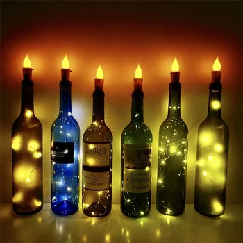 10Pack 20 LED Vyno Butelio Kamščio Šviesos Žvakės Liepsna Žvaigždžių Pasakų Šviesos Vyno Butelis Žiburiai Kalėdų Helovinas Vestuvių Dekoras