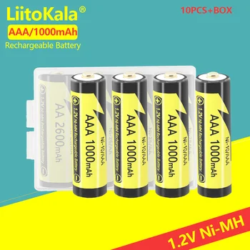 10VNT LiitoKala AAA 1000mAh/AA 2600mAh 1.2 V Ni-MH Baterija, dėl Temperatūros Ginklą Nuotolinio Valdymo Pelės žaislas su dėžute