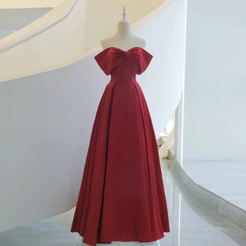 14457# IENA Red-LINE Elegantiškas Satino Lankas nuo Peties Nėrinių Oficialus Klubo Šalis Suknelę, Promenadzie Suknelė Vakaro Suknelės Realios Nuotraukos