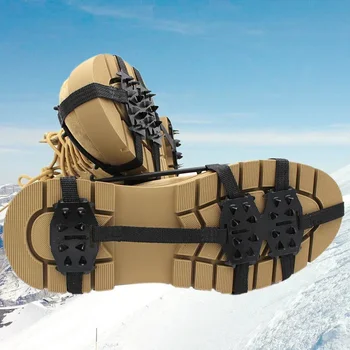 1Pair 24 Dantų Alpinistinės Batų Anti-Slip Ledo Kovą Gripper Batai Žygiai Įkrovos Ledo Laipiojimo Šuoliai Grandinėje Kapliukai Batai Padengti
