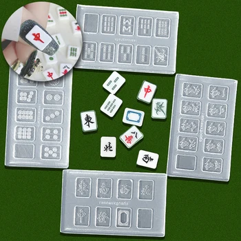 1Pcs Kinų Stiliaus 3D Mahjong Nagų Dailės Silikono Formų Naujųjų Metų Mados Pasisekė, Drožyba Pelėsių, UV Gelio Stamper 
