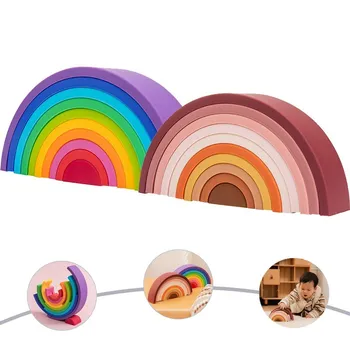 1Set Kūdikių Vaivorykštės Spalvomis Silikono Krūvas Žaislų Montessori Kūrybiniai Žaislai, BPA Free Maisto kokybės Silikono Ankstyvojo Ugdymo Vaikams Dovanos