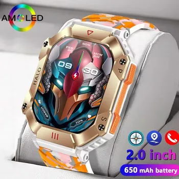 2.0 colių Karinės Lauko Smart Watch Vyrų 650 mAh Didelės Baterijos Sporto GPS Kelio Fitneso Žiūrėti 2023 