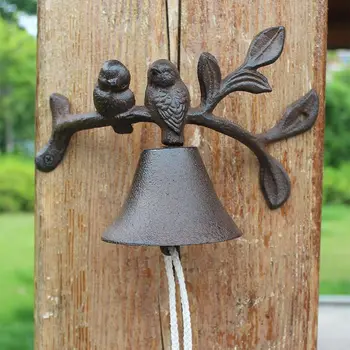 2 Paukščiai sveiki varpas Kabo durų bell Gražių paukščių formos Kaimiškas Ketaus Doorbell Apdailos Kaustytomis Geležies pasakos puiki dovana