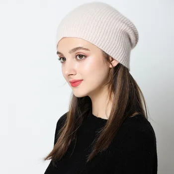 2020 Naują Atvykimo Rudens Žiemos Moterų Skrybėlės 100% Kašmyro Megztinių Headgears Minkštas Storas Šiltas Mados Mergina Skrybėlę 3Colors Aukštos Quanlity