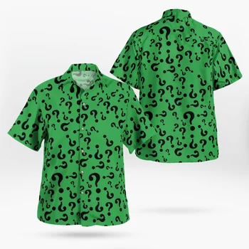 2021 Naujas 3D Spausdinimo klaustuko Havajų Marškinėliai Vyrams Vasaros Trumpas Rankovėmis Beach Marškinėliai Vyrams Marškinėliai Negabaritinių Camisa Masculina 5XL