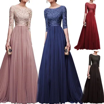 2023 Elegantiškas Šifono Vestuvių Bridesmaid Šalis Suknelės Aukšto Juosmens Nereguliarus Mėlynos Spalvos Nėrinių Suknelės, Palaidi Dydis Suknelės
