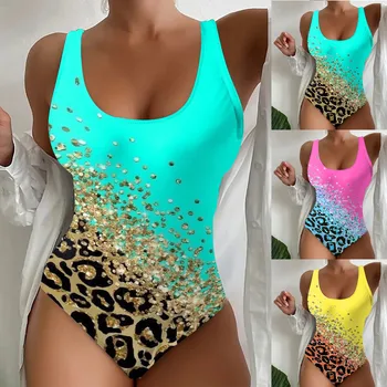 2023 Moterų 1 Gabalas maudymosi Kostiumėliai Moterų Paplūdimio maudymosi kostiumėlį Kaklaraištis Dažyti 3D Atspausdintas Paplūdimio Monokini maudymosi Kostiumėliai Paplūdimio moterų Biquinis
