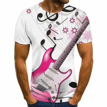 2023 Naujas Juokingi marškinėliai vyriški Muzikos T-shirt 3d Gitara T-shirt Marškinėliai Spausdinti Gotikos Anime Drabužių trumpomis Rankovėmis T-Shirt XXS-6XL