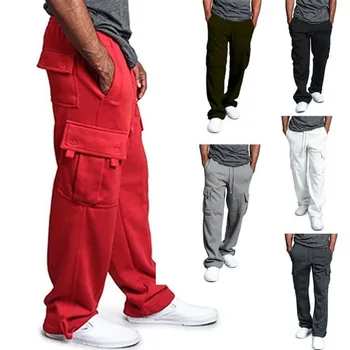 2023 vyriškos kelnės naujas multi-pocket darbo drabužiai vyrams sweatpants atsitiktinis elastinga ryšuliais koja kelnės