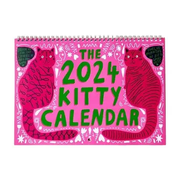 2024 Katytė Kalendorius Rožinė Kačių Kalendoriaus Kambarį Kambarį Kačiukas Sieninis Kalendorius Sienos Planuotojas Namų Dekoracijos