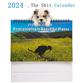 2024 Šunys Pooping Kalendorius sienos planuotojas jianwu kalendorius dekoro stalo reikmenys kawaii calendario planificador