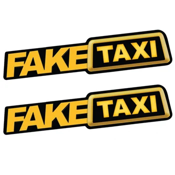 2vnt Netikrą Taksi Automobilio Lipdukas, Decal Emblema Lipni Vinilo Lipdukai Automobilių Van 20 X 5 Cm Geltona 