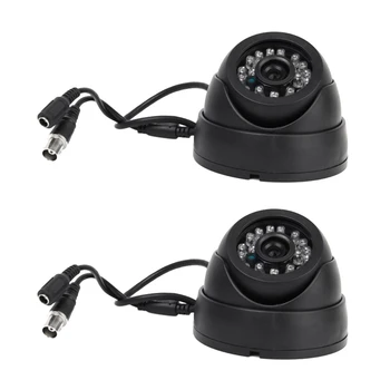 2X Juoda Stebėjimo Kamerą PAL 1/3 Colio CMOS 700TVL 24 LED IR Supjaustyti 3.6 Mm Saugumo Indoor Dome VAIZDO Kamera