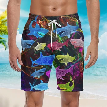3D Atspausdintas vyriški Paplūdimio Šortai Gyvūnų Mielas Ryklių, Banginių Povandeninį Jūros Vaikai Harajuku Sportas Veikia Kasdienių Drabužių Krovinių Šortai