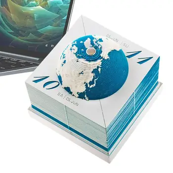 3D Meno Kalendorius 2024 M. Žemėje 3D Kalendorius Popieriaus Drožyba Meno Memo Pad Rip-Toli Popieriaus Drožyba Lipni Skulptūra Popieriaus Žemės Modelis