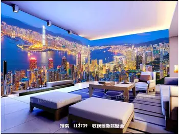 3d tapetai pasirinktinius nuotraukų Honkongo Modernaus Miesto Statybos gyvenamasis kambarys namų dekoro 3d sienų freskomis tapetai, sienų ir 3 d