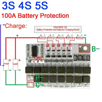 3S 4S 5S 100A LiFePO4 Ličio Baterijos Apsauga, SU Pusiausvyra Įkrovimo BMS Apsaugos PCB Lenta 9.6 V 12.8 V 16V LĄSTELIŲ