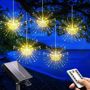 5 Pak Saulės Starburst Srityje Žibintai 600 LED Fejerverkų Šviesos, atsparus Vandeniui Kabinti Fejerverkai Pasakų Šviesos Kiemo, Sodo Dekoro