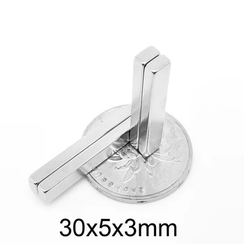 5~150PCS 30x5x3mm Quadrate Retųjų Žemių Neodimio Magnetai, Stiprūs, 30x5x3 Blokuoti Paieškos Magnetas Lapas 30*5*3 mm