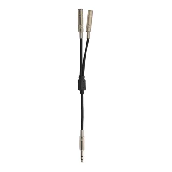 6.35 mm 1/4 Colių Stereo Jack Splitter Cable Adapter Švino Plug Dvigubai 6.35 mm Lizdai