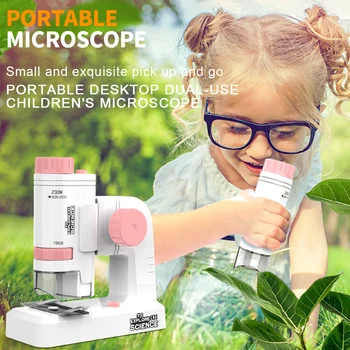 60-200x Kišeninis Mikroskopas su LED Šviesos Nešiojamieji Elektriniai Mini Aukštos raiškos Mokslo Mikroskopo Lauko Mikroskopas Vaikams