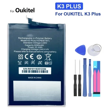 6080mAh Už OUKITEL K3 Plus K3Plus Mobilusis Telefonas Įkraunamas Baterijas Nemokamus Įrankius + Sekimo Numerį