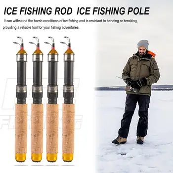 60cm Ultra-trumpas Ledo meškere Nešiojamų Žiemos Žvejybos Teleskopinis Žuvų Polių 25cm Trauktis Ilgas, Tvirtas, Ratų Bazė Žvejybos Įrankių