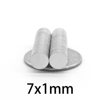 7x1mm Neodimio Magnetas Disko N35 Nuolatinio 7*1mm Maži, Apvalūs Super Galingas, Stiprus Magnetinis Magnetai Amatų 7mmx1mm