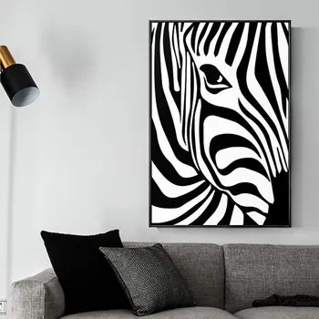 Abstrakti Juoda Ir Balta Zebras Drobės Tapybos Sienos Menas Nuotraukas Kambarį Šiuolaikinio Namų Dekoro Pop Plakatai Ir Spausdina HD