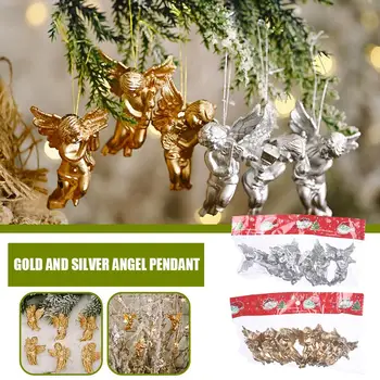 Angelas Pakabukas Kalėdų Eglutės Girliandos, Papuošalai, Aukso/sidabro Spalva Kalėdos Mielas Ir Apdailos Sodo Medžių 6pcs Šventosios N1F6