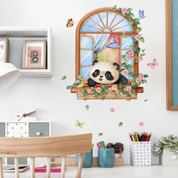 Animacinių filmų Panda Gėlių Sienos Lipdukai Netikrą 