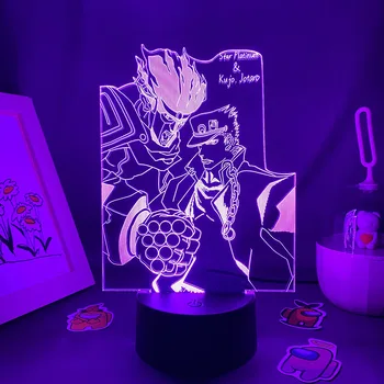 Anime JoJo Keistų Nuotykių Žvaigždė Platinos Ir Kujo Jotaro 3D Led Neon Naktį Žibintai Miegamojo Puošimas Manga JoJo Lavos Lempa Vaikas Dovanos