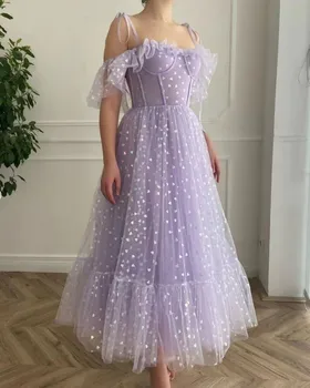AsaNagi Šviesiai Violetinės spalvos Tiulio Homecoming Suknelės Spageti Dirželis-Line Kulkšnies Ilgis Moterų Oficialų Šalis Suknelė 2023 vestidos fiesta