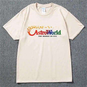 ASTROWORLD T-shirts ASTROWORLD Print T-Shirt Vyrai Negabaritinių Medvilnės marškinėliai Basic Porą hip-hop top marškinėliai Vasaros Vyrų Drabužiai.