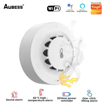 Aubess 2 In1 WiFi Dūmų Signalizacijos Temperatūros ir Drėgmės Jutiklis Detekcijos Tuya Smart Home Security Apsauga Alexa 
