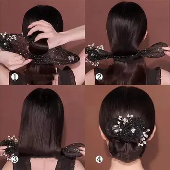 Audinio Gėlių Plaukų Įrašą Išskirtinį Lanksti Plaukų Formavimo Priemonė Twist Šukuosena Bun neslidus Plaukų Bun Maker Plaukų Aksesuarai