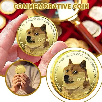 Aukso/Sidabro WOW Dogecoin Į Mėnulį Doge Mes tikime, Auksą, Padengtą Atminimo Mielas Šuo Modelis Atspausdintas Dovanų Kolekcija