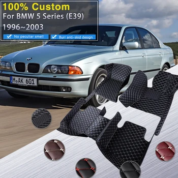 Automobilių Kilimėliai BMW 5 Serija E39 1996~2003 Kilimėlių Apsauginę Juostelę Prabangus Odinis Kilimėlis Kilimai Automobilių Reikmenys 523i 525i 520i 520d