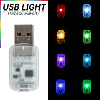 Automobilių Mini USB LED Šviesos Jutiklinį Jungiklį RGB Spalvinga Auto Interjero Atmosferą Šviesos Apdailos PC Mobiliojo Energijos Įkrovimo Mažos Lempos