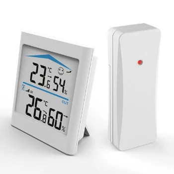 Baldr Skaitmeninis LCD Oras Stotis Patalpų Lauko Tendencija Termometras su Drėgmėmačiu Belaidžio Nuotolinio valdymo Jutiklis Judesio(Baltas)