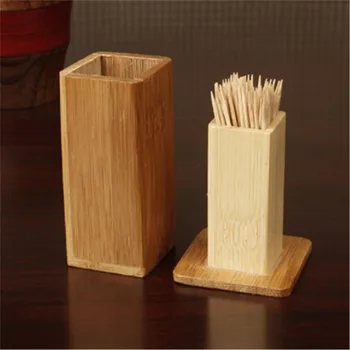 Bambuko dantų krapštuką Dėžutė su Dangčiu Aikštėje Kavos Restoranas Viešbutis Konteinerių Virtuvės Įrankis dantų krapštuką Saugojimo Dėžutė