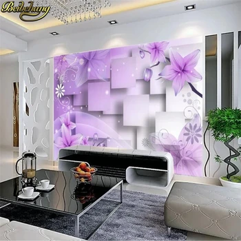 beibehang papel de parede 3D foto tapetai, freskos sienas 3 d kino fone Violetinės gėlės Vaikų kambario sienos popieriaus ritinio
