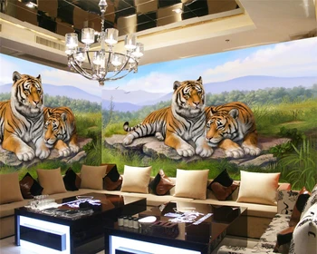 beibehang papel de parede Užsakymą asmeninį dekoratyvinis dažymas Šiaurės šalių šiuolaikinės rankomis dažyti tigras foną freskos
