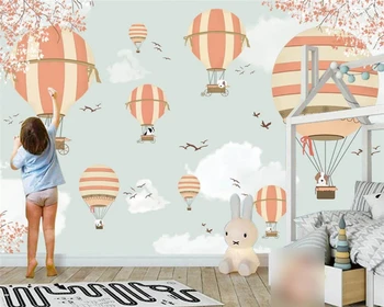 beibehang Užsakymą mados šilkiniai tapetai Šiaurės šalių vaikų triušis gyvūnų balionas fono sienos dokumentų namų dekoro tėtis peint
