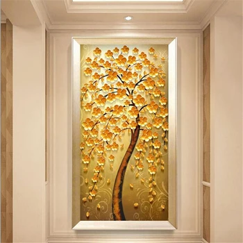 beibehang Užsakymą tapetai, 3d foto freskos Europos stiliaus golden fortune medis, Abstraktus Šiaurės veranda, dekoratyvinis dažymas tapetų