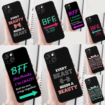 BFF Geriausių Draugų Pora Meilužis Atveju iPhone, 15 Pro 11 14, Pro Max 12 13 Mini 7 8 Plus XS X XR SE 2020 2022 Galinį Dangtelį
