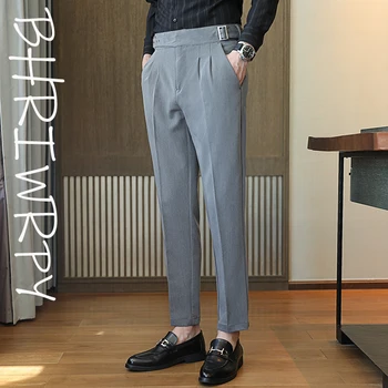 BHRIWRPY Mens Oficialų Kelnes Pavasario 2023 Naujas Stilingas Vyrų Elegantiškas Ziajać Aukšto Liemens Kelnės Vyrams Geriausias Atsitiktinis Suknelė Pants Mens
